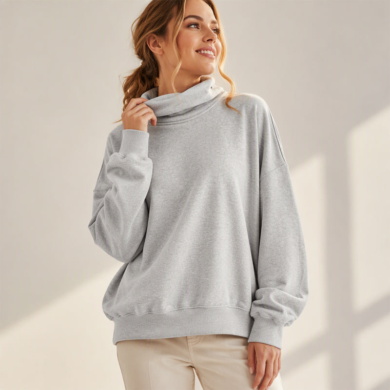 Sweatshirt décontracté à col simulé pour femme
