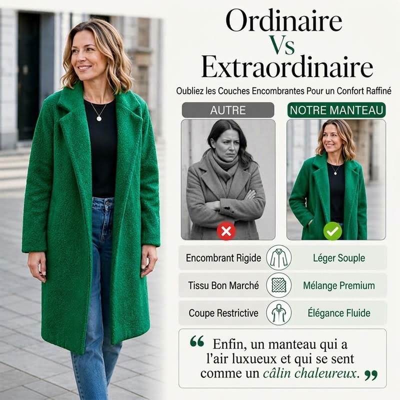 Manteau mi-long en laine d'agneau pour femme