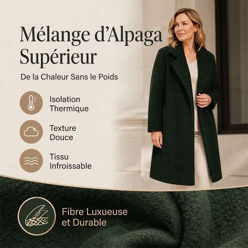 Manteau mi-long en laine d'agneau pour femme
