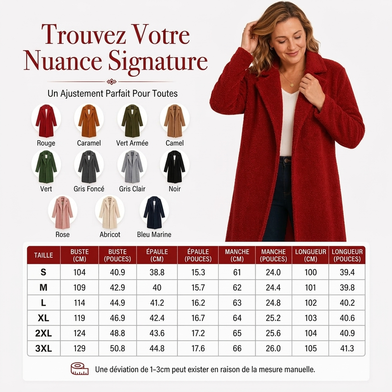 Manteau mi-long en laine d'agneau pour femme
