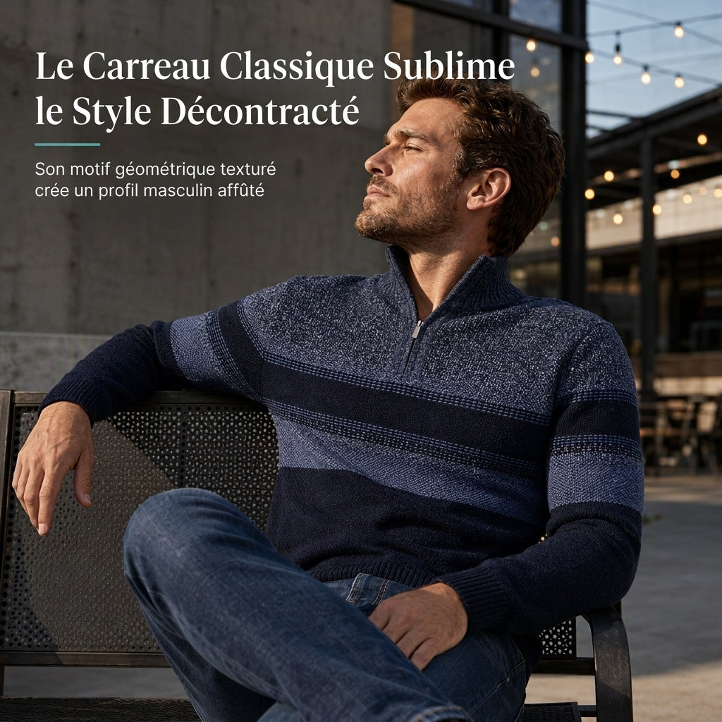Cardigan en triqué à carreaux pour homme, doublure molletonnée, à capuche, manteau épais à manches longues pour l'hiver