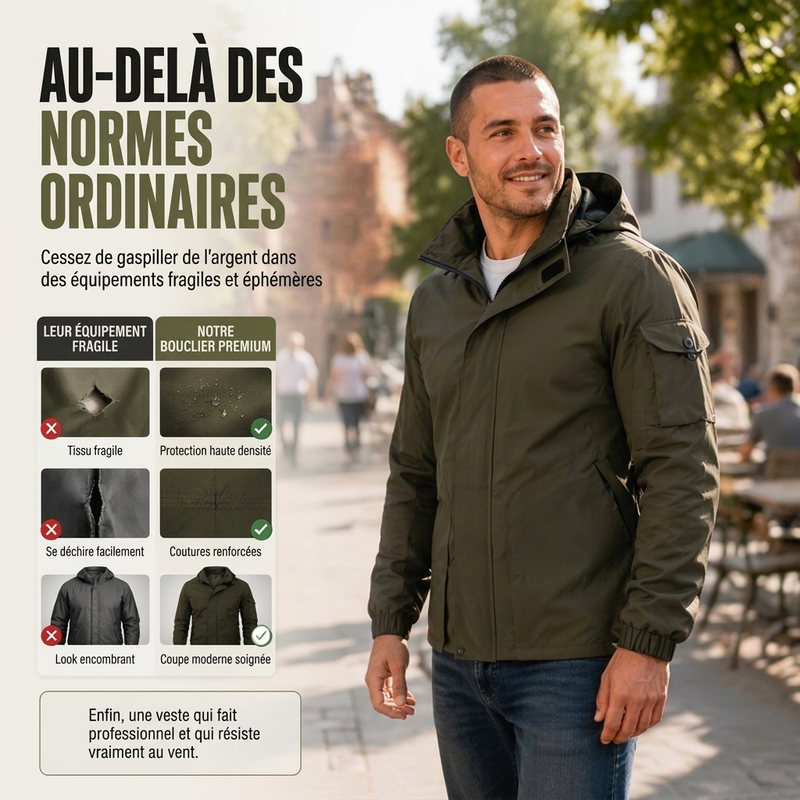 Veste à capuche coupe-vent extérieure pour homme
