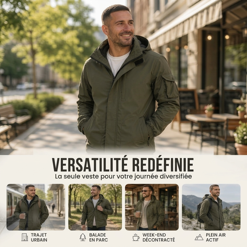 Veste à capuche coupe-vent extérieure pour homme