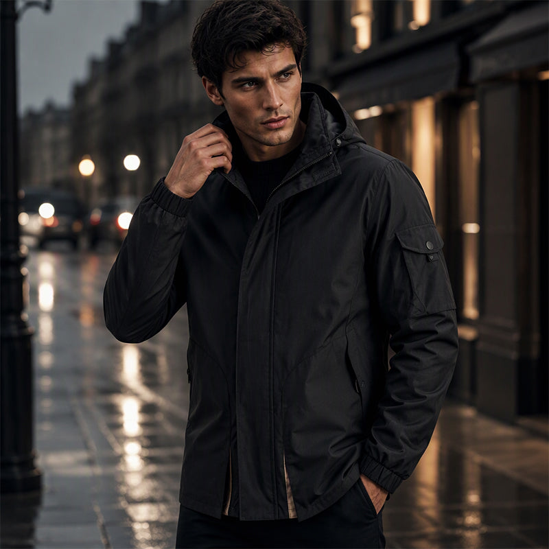 Veste à capuche coupe-vent extérieure pour homme