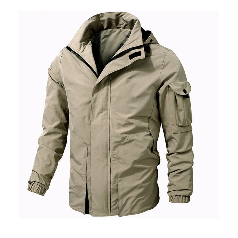 Veste à capuche coupe-vent extérieure pour homme