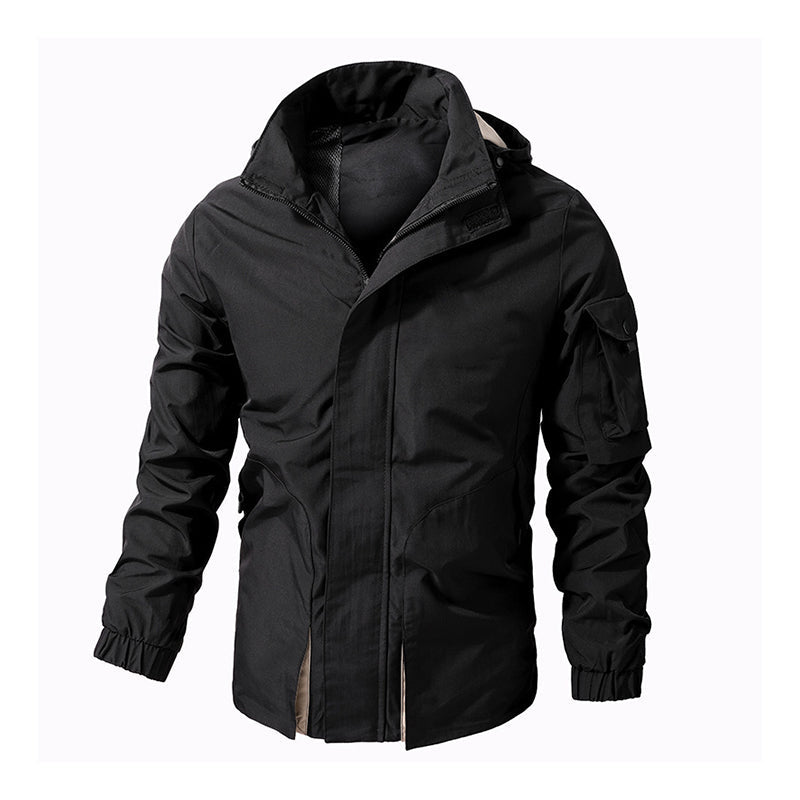 Veste à capuche coupe-vent extérieure pour homme