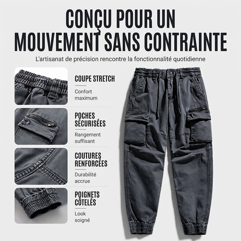 Pantalon cargo jogger multi-poches pour homme