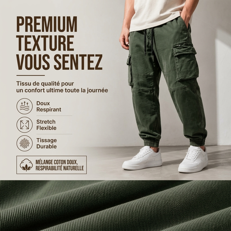 Pantalon cargo jogger multi-poches pour homme