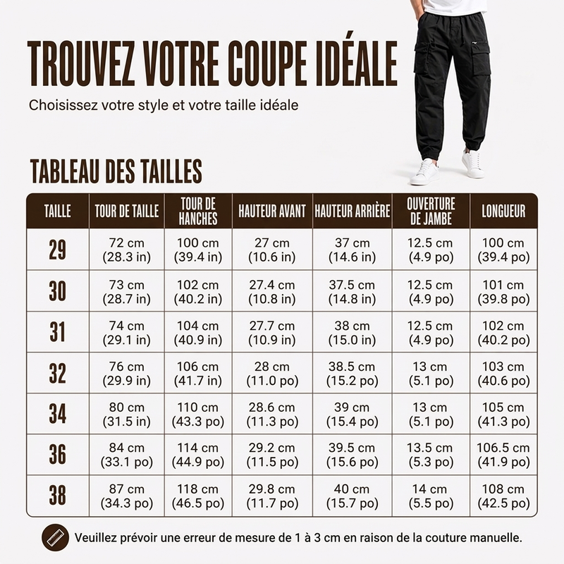 Pantalon cargo jogger multi-poches pour homme