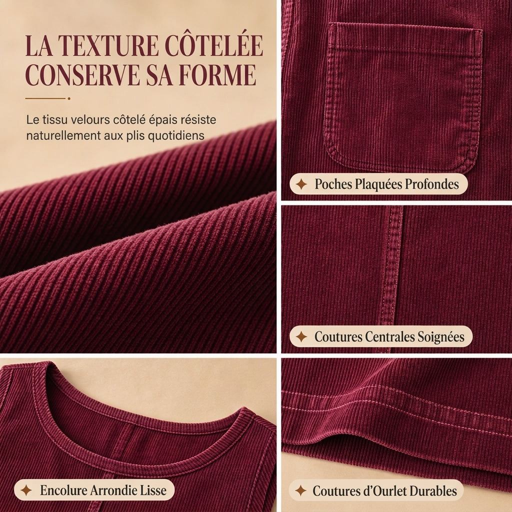 Robe sans manches en velours côtelé décontractée pour femmes