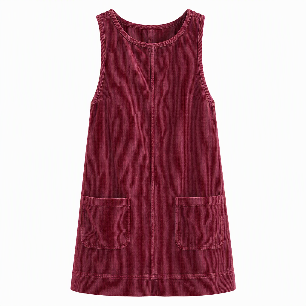 Robe sans manches en velours côtelé décontractée pour femmes