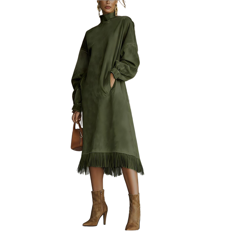 Robe décontractée unie en faux daim pour femme