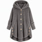 Manteau en peluche doublée polaire asymétrique à boutons, unis pour femme, hiver
