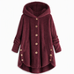 Manteau en peluche doublée polaire asymétrique à boutons, unis pour femme, hiver