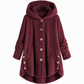 Manteau en peluche doublée polaire asymétrique à boutons, unis pour femme, hiver