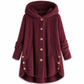 Manteau en peluche doublée polaire asymétrique à boutons, unis pour femme, hiver