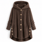 Manteau en peluche doublée polaire asymétrique à boutons, unis pour femme, hiver