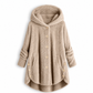 Manteau en peluche doublée polaire asymétrique à boutons, unis pour femme, hiver