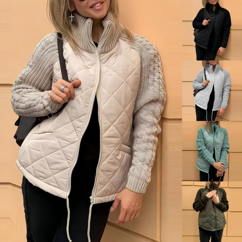 Veste matelassée en patchwork en tricot pour femmes