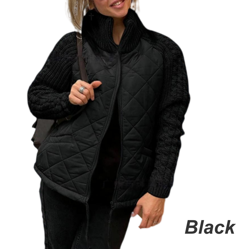 Veste matelassée en patchwork en tricot pour femmes