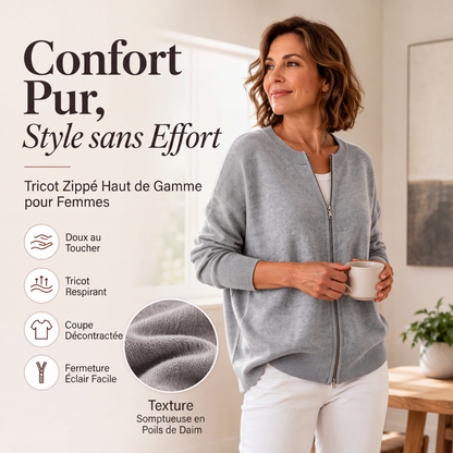 ⏳Liquidation totale!Veste en maille décontractée à fermeture éclair pour femme