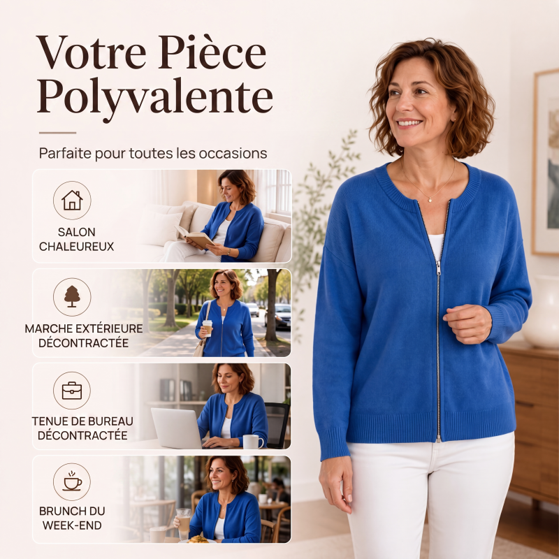 ⏳Liquidation totale!Veste en maille décontractée à fermeture éclair pour femme