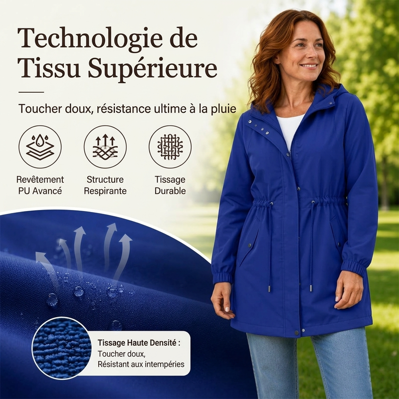 ⏳Liquidation totale⏳Veste coupe-vent à capuche mi-longue pour femme