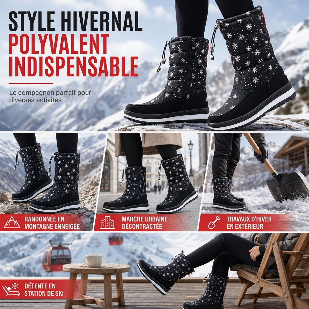 ⏳Liquidation totale⏳Bottes d'hiver hautes pour femme, bottines de neige imperméables et antidérapantes pour l'extérieur, à semelle épaisse et garnissage en peluche douce