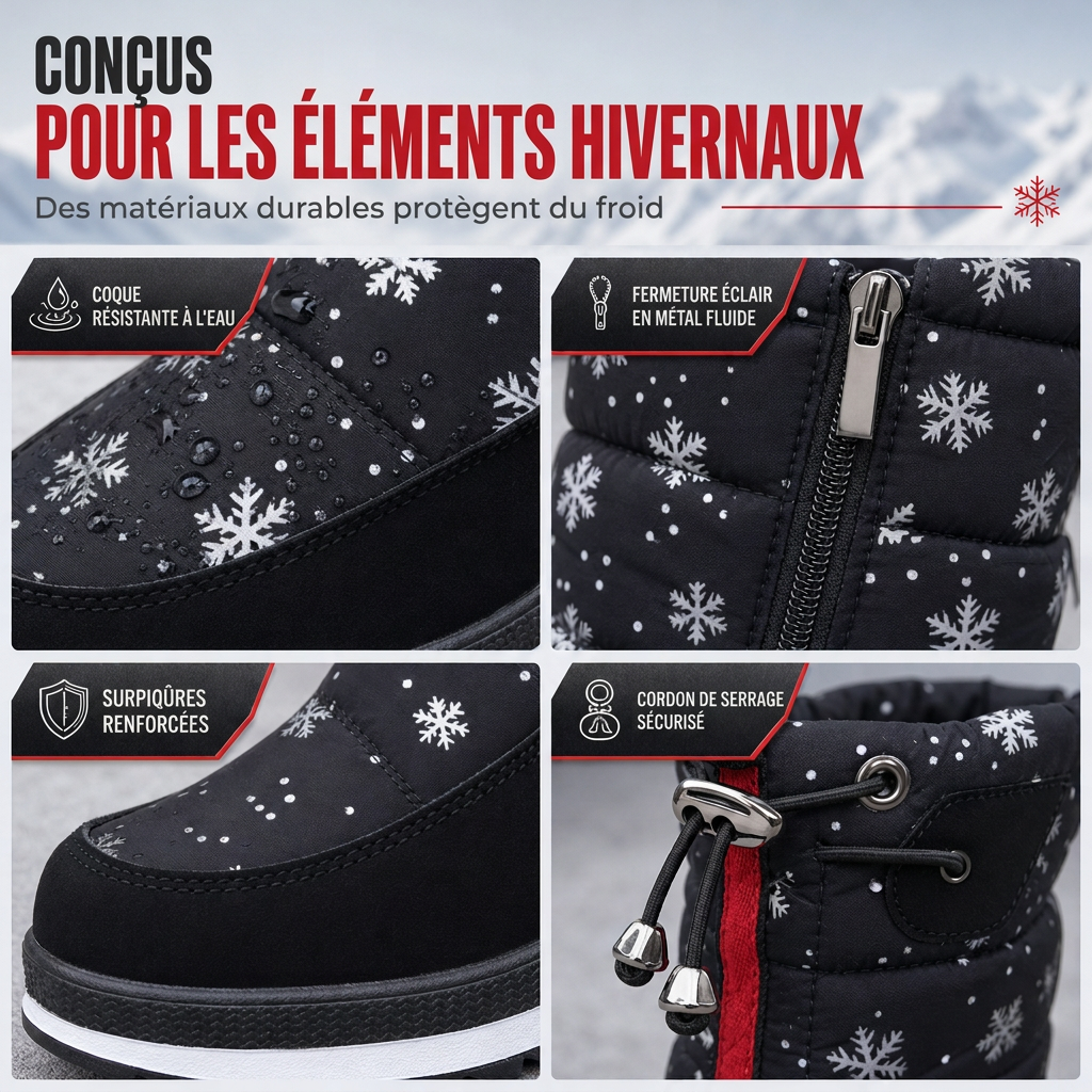 ⏳Liquidation totale⏳Bottes d'hiver hautes pour femme, bottines de neige imperméables et antidérapantes pour l'extérieur, à semelle épaisse et garnissage en peluche douce