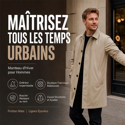 ⏳Liquidation totale⏳Trench-coat matelassé et résistant à l'eau pour homme