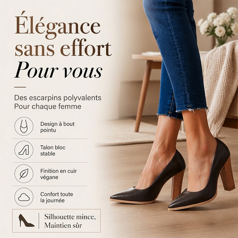 ⏳Liquidation totale⏳Escarpins femme à talons hairs épais et bout pointu élégants