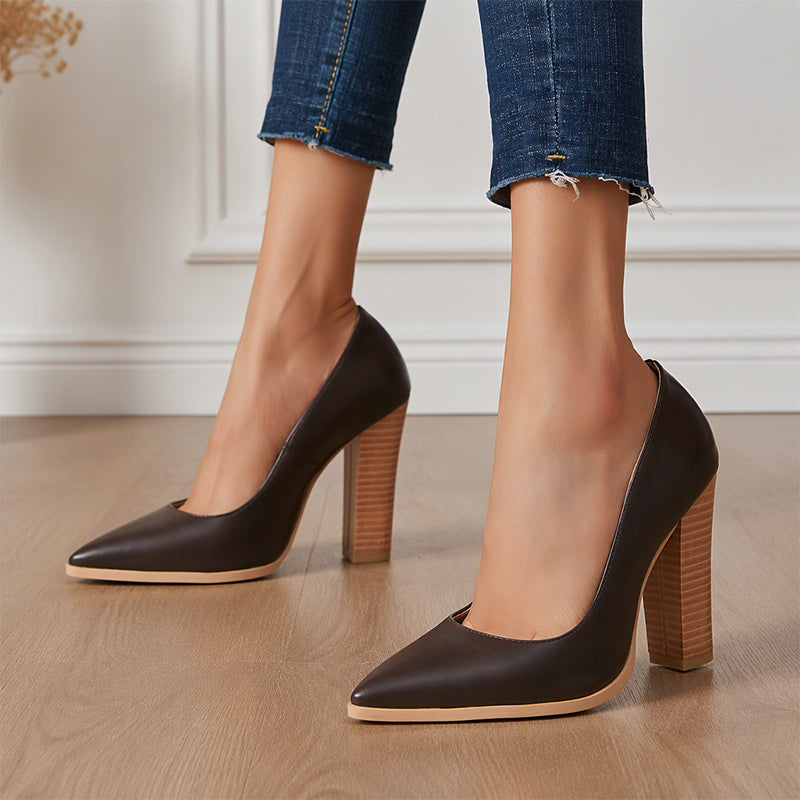 ⏳Liquidation totale⏳Escarpins femme à talons hairs épais et bout pointu élégants