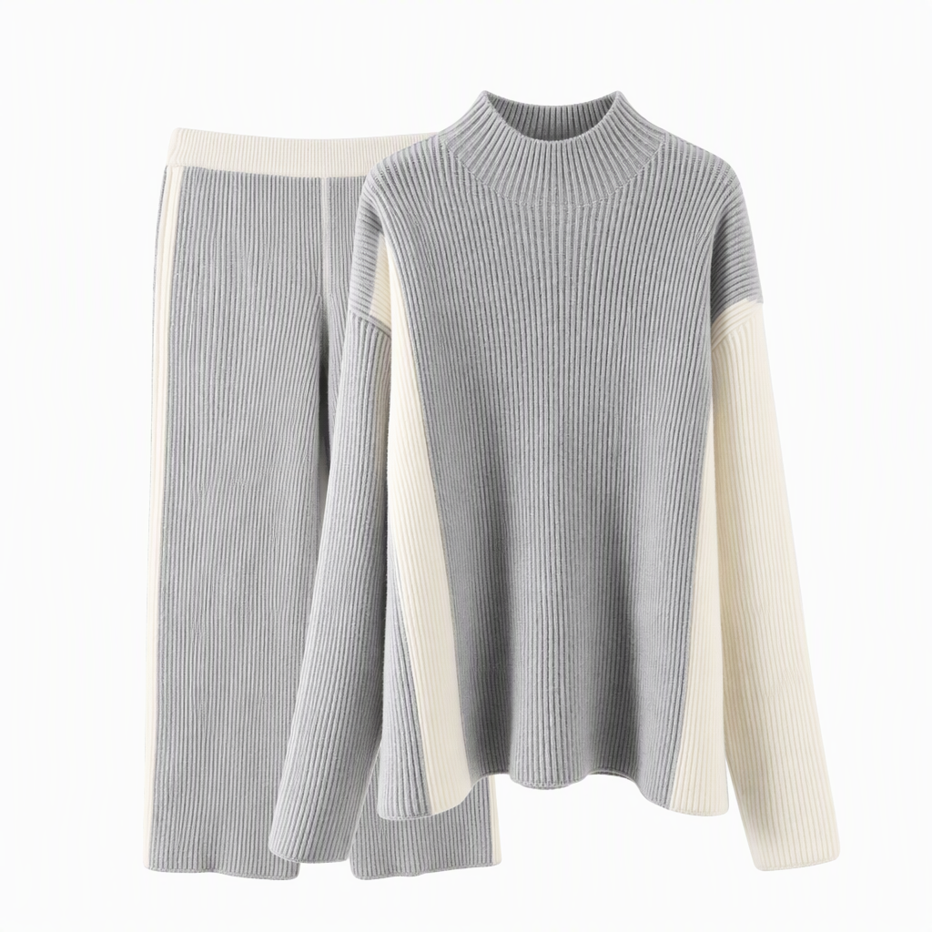 👜 -50 % sur toute la mode femme ! ✨ Women's Autumn Winter Color Block Knit 2-Piece Set Thickened Pullover Sweater and Skirt