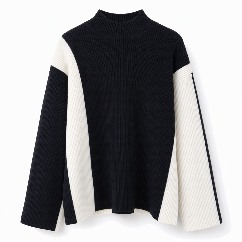 👜 -50 % sur toute la mode femme ! ✨ Women's Autumn Winter Color Block Knit 2-Piece Set Thickened Pullover Sweater and Skirt