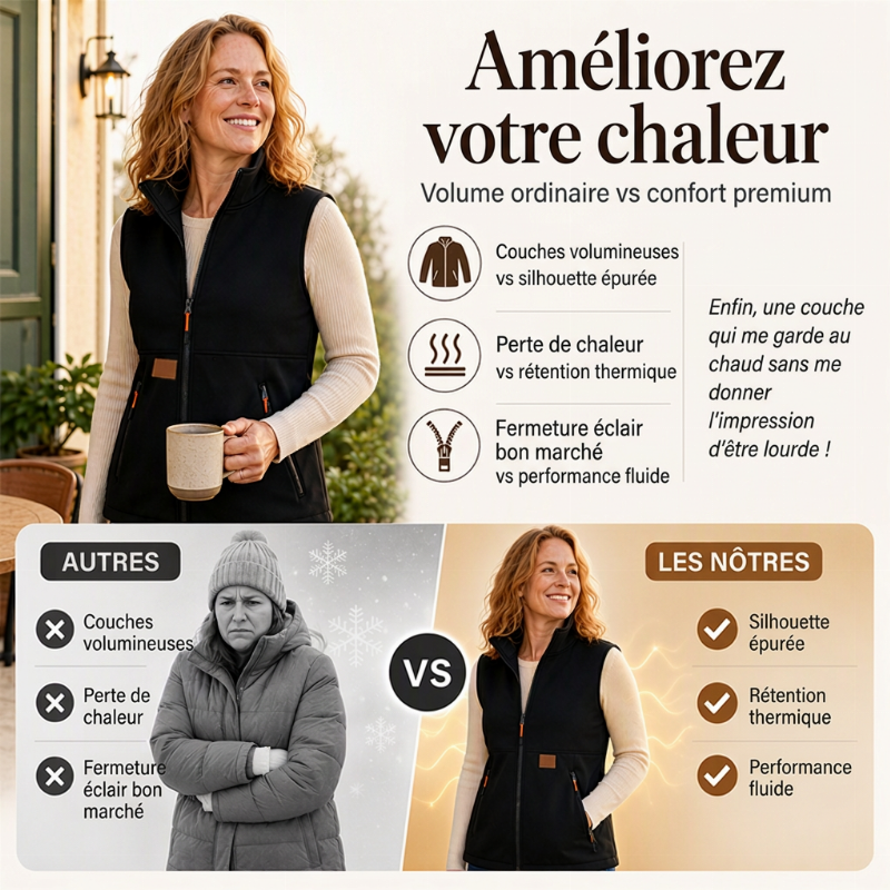 👜 -50 % sur toute la mode femme ! ✨Gilet thermique d'hiver à col montant pour femme