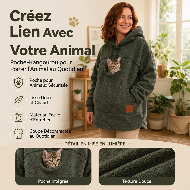👜 -50 % sur toute la mode femme ! ✨Sweat-shirt à capuche en peluche unisexe pour transporteur d'animaux