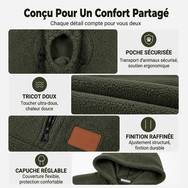 👜 -50 % sur toute la mode femme ! ✨Sweat-shirt à capuche en peluche unisexe pour transporteur d'animaux