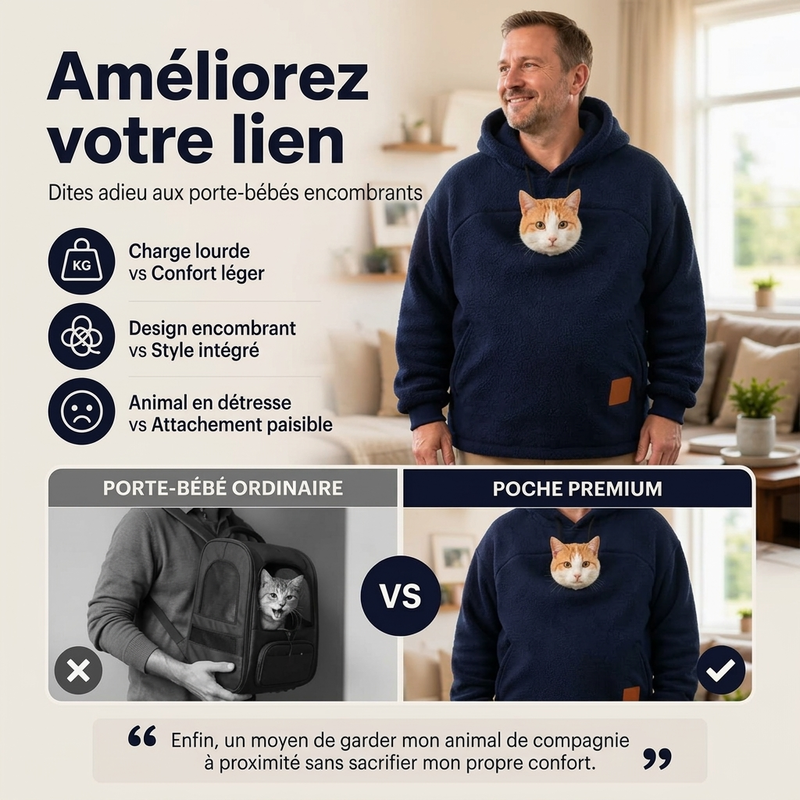 👜 -50 % sur toute la mode femme ! ✨Sweat-shirt à capuche en peluche unisexe pour transporteur d'animaux