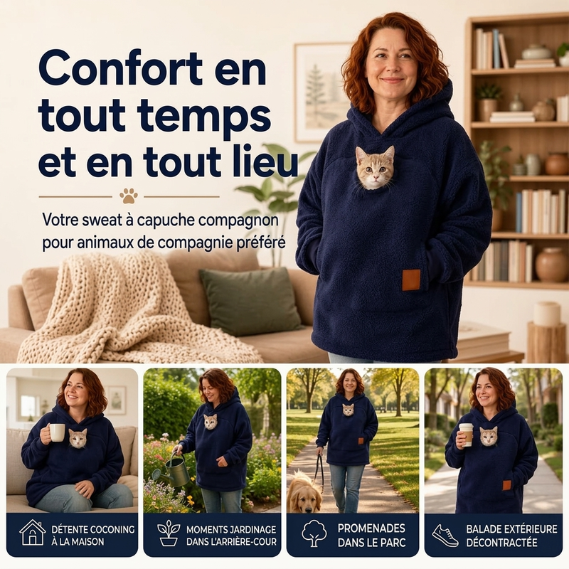 👜 -50 % sur toute la mode femme ! ✨Sweat-shirt à capuche en peluche unisexe pour transporteur d'animaux