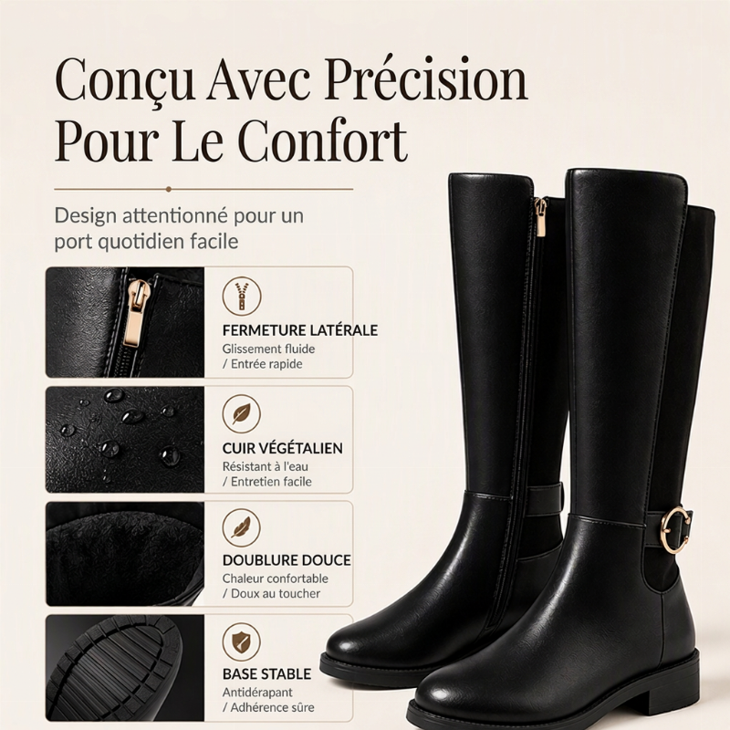👜 -50 % sur toute la mode femme ! ✨Bottes hautes aux genoux pour femmes avec fermeture éclair latérale