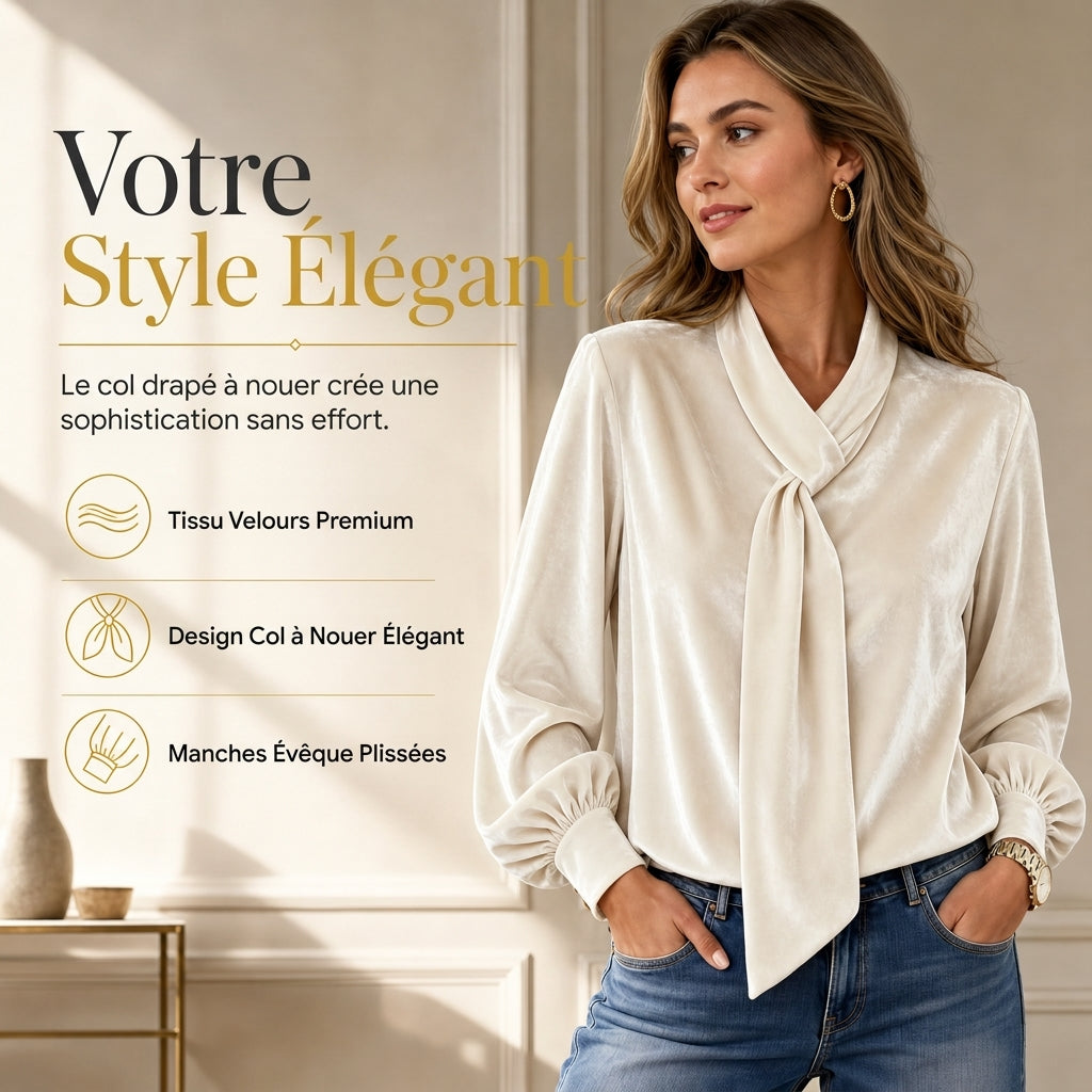 👜 -50 % sur toute la mode femme ! ✨T-shirt en velours à manches longues pour femme avec design à ruban