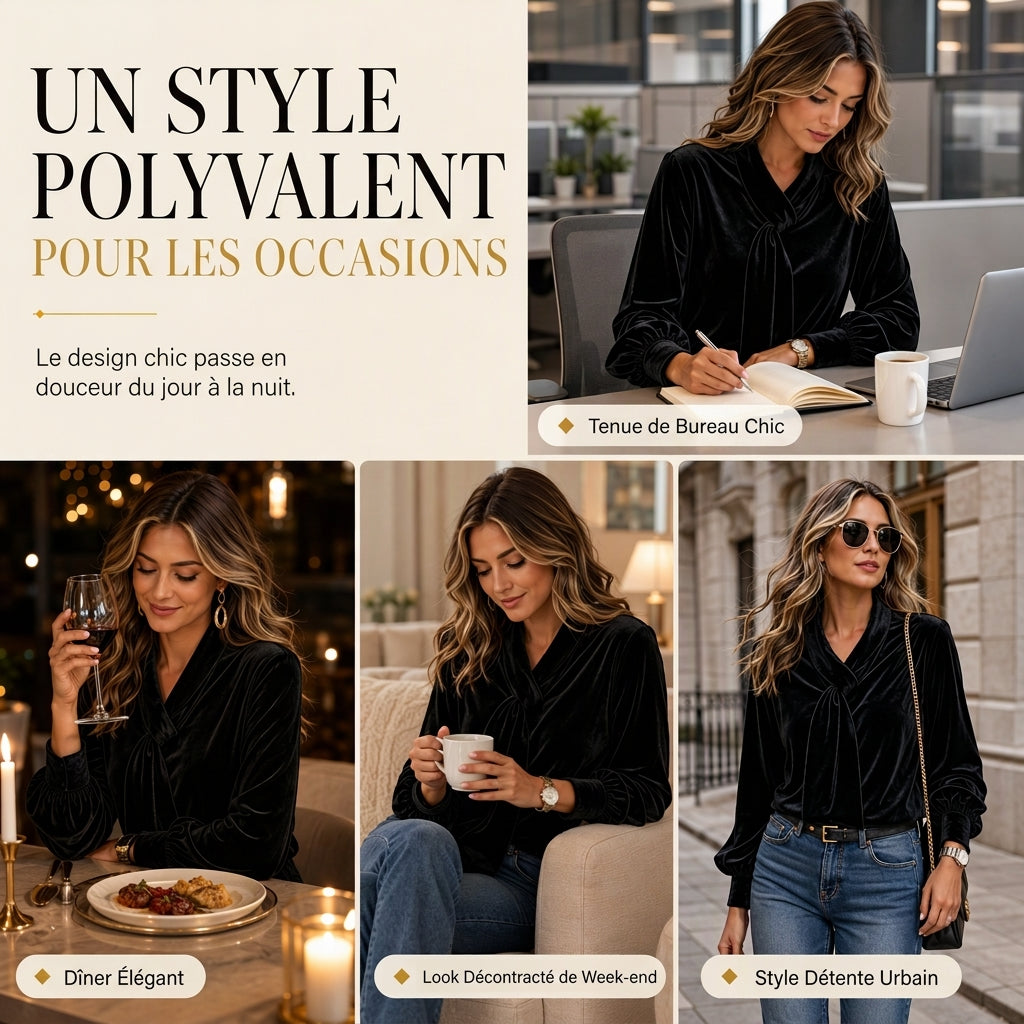 👜 -50 % sur toute la mode femme ! ✨T-shirt en velours à manches longues pour femme avec design à ruban