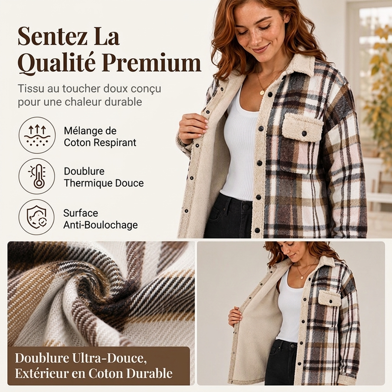 ⏳Liquidation totale⏳Veste à carreaux à blocs de couleur décontractée pour femme