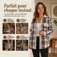 ⏳Liquidation totale⏳Veste à carreaux à blocs de couleur décontractée pour femme