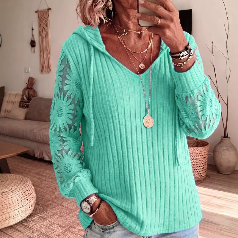👜 -50 % sur toute la mode femme ! ✨Pull à capuche chic pour femmes avec manches en dentelle