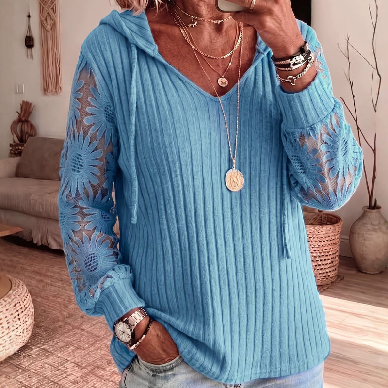 👜 -50 % sur toute la mode femme ! ✨Pull à capuche chic pour femmes avec manches en dentelle