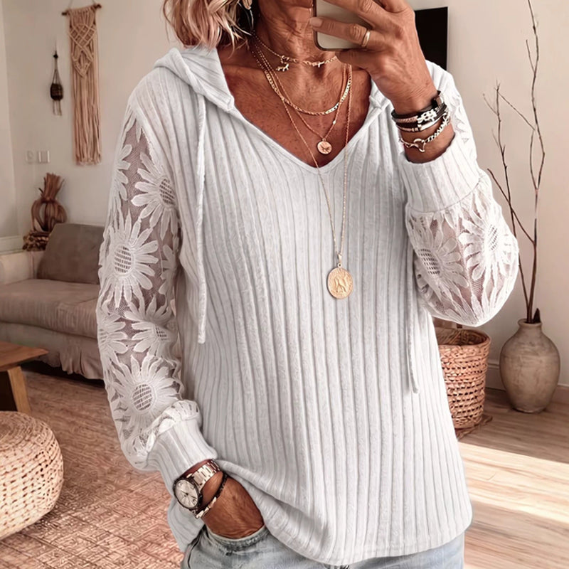 👜 -50 % sur toute la mode femme ! ✨Pull à capuche chic pour femmes avec manches en dentelle