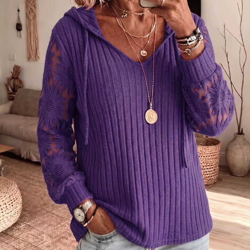 👜 -50 % sur toute la mode femme ! ✨Pull à capuche chic pour femmes avec manches en dentelle