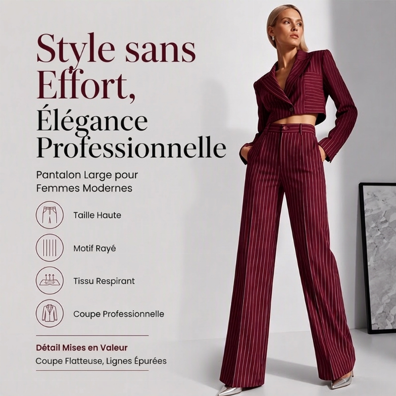 ⏳Liquidation totale⏳Pantalon à pattes d'éléphant rayé taille haute pour femme