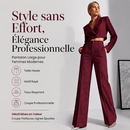 ⏳Liquidation totale⏳Pantalon à pattes d'éléphant rayé taille haute pour femme